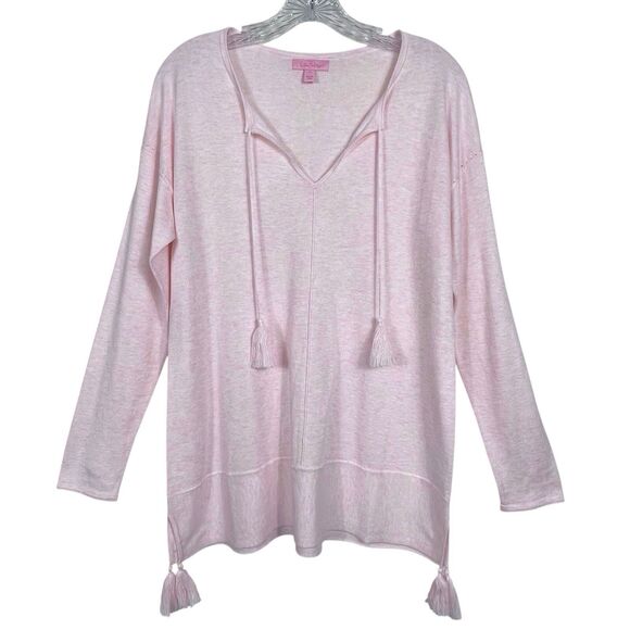 LILLY PULITZER Colene Sweater Size Medium Tassels Pink - Picture 3 of 16